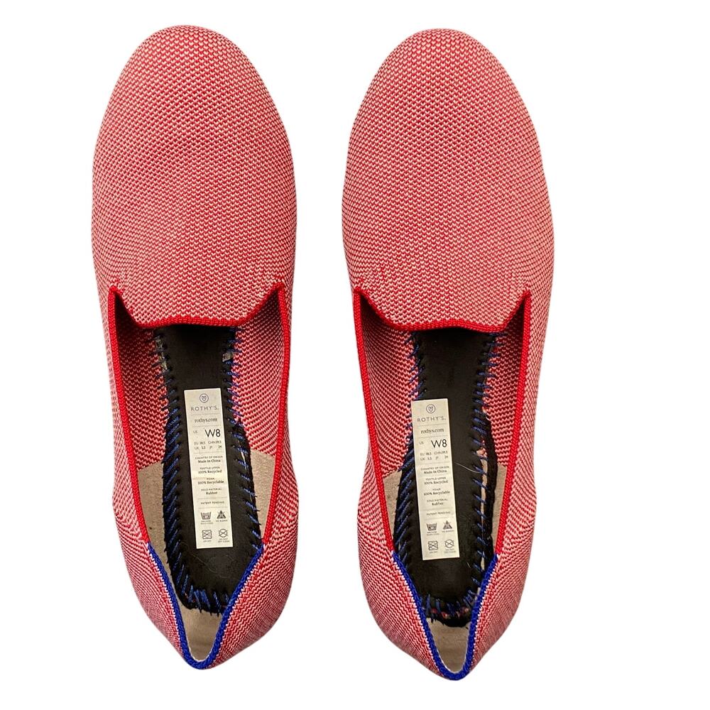 Rothy's Loafer Women Sz 8 Red White Slip On